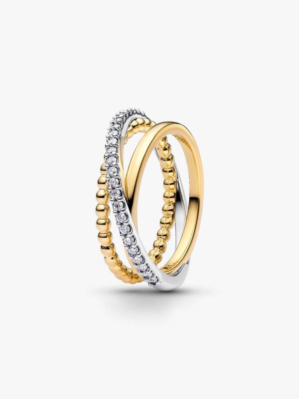 Pandora Crossover Beads & Pavé Triple Band Ring